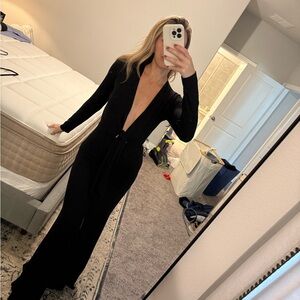 Reformation Black Deep V-Neck dress